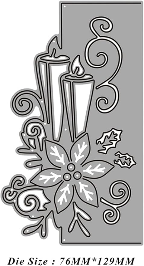 Metal Cutting Dies DIY Merry Christams Embossing Stencil Template Scrapbooking Card Making Mold Photo Album Arts Crafts Tools (Christmas Candle lace-7.6x12.9cm)