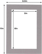 5.5x8.5 Mat for 8.5x11 Frame - Precut Mat Board Acid-Free Charcoal 5.5x8.5 Photo Matte for a 8.5x11 Picture Frame, Premium Matboard for Family Photos, Show Kits, Art, Picture Framing, Pack of 1 Mat