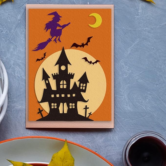 Metal Die Cuts Halloween Castle Witch Bat Cutting Dies Embossing Stencil Template for Card Making Scrapbooking Paper Craft Album Stamps DIY Decor