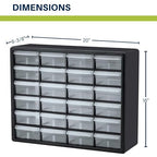 Akro-Mils 24-Drawer Plastic Drawer Storage Cabinet for Garage Organization, Bead Organizer, Building Bricks Storage, Teacher Toolbox, Makeup Organizer, 20-Inch W x 6-Inch D x 16-Inch H, 10124 Red