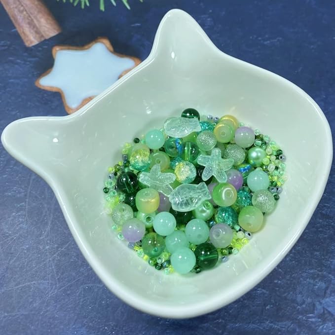 Assorted Glass Resin Beads Multi Size Colors Smooth Cracked Gravel Millet Spacer Beads for Bracelets Necklace Earring DIY Jewelry Making Craft(Xizi Green Series)