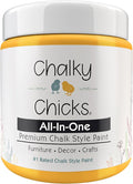 Chalky Chicks All-in-One Chalk Paint for Furniture or Cabinet - 8 Fl Oz - Matte Finish Bees Knees (Yellow) for Metal, Wood Furniture Paint - No Sanding All-in-One for Home Decor & Crafts, USA Made