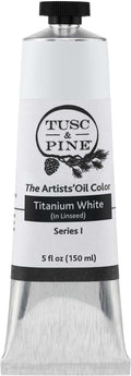 Tusc & Pine Artist Oil Paint - Titanium White (In Linseed), 150 ml, Non-Yellowing, Rich & Creamy Consistency, Max Pigment Load, Small Batch Milled Oil Paints Made in the USA for Professional Artists