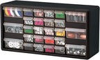 Akro-Mils 26-Drawer Plastic Drawer Storage Cabinet for Garage Organization, Bead Organizer, Building Bricks Storage, Teacher Toolbox, Makeup Organizer, 20-Inch W x 6-Inch D x 10-Inch H, 10126 Black