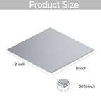 304 Stainless Steel Sheet - 4PCS 8" X 8" X 1/64" Thin Stainless Steel Plate 1/64 Inch Thickness with Protective Film Metal Sheets Shim Stock Sheets for Kitchen DIY Crafting etc. (203 x 203 x 0.39 mm)