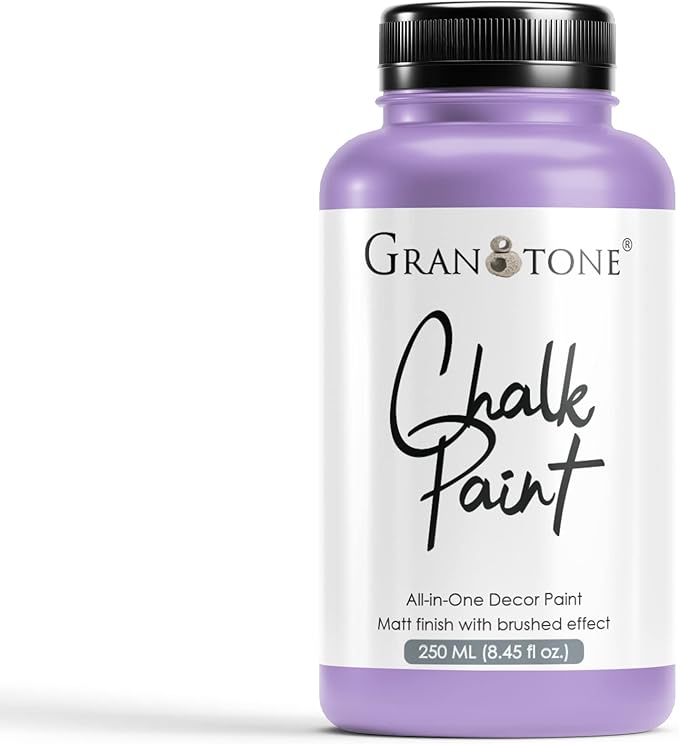 GRANOTONE Chalk Paint for Furniture, Matt-Finish Water-Based Acrylic Paint for Wood, Walls, Metal, Glass, Paper, Fabric Canvas, Maximum Coverage Chalk Paint for Kids & Adults, 250 Ml (VERVE VIOLET)