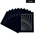 Pack of TEN 8x10 Mats Bevel Cut for 5.5x8.5 Photos - Acid Free Navy Suede Precut Matboards For Pictures, Photos, Framing - 4-ply Thickness