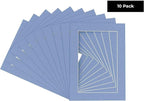 Pack of Ten 8x10 Mats Bevel Cut for 5.5x8.5 Photos - Acid Free Brittany Blue Precut Matboards for Pictures, Photos, Framing - 4-ply Thickness