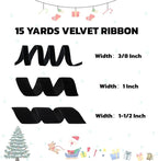 15 Yards Velvet Ribbon 1 Inch Single Face Black Velvet Ribbon Spool Prefect for Wedding, Ribbons for Gift Wrapping, Vintage Christmas Decor Tree Ornaments Wreath Hair Bows, Ribbons for Crafts