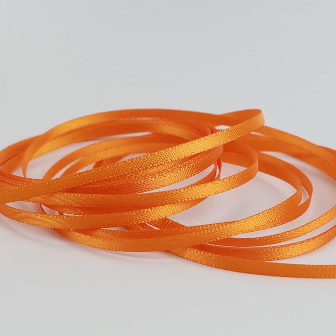 HUIHUANG Solid Color Satin Ribbon 1/8 inch x 100 Yards Roll Ribbon Halloween Decoration Ribbons for Crafts Party Decoration Gift Packing (Orange)