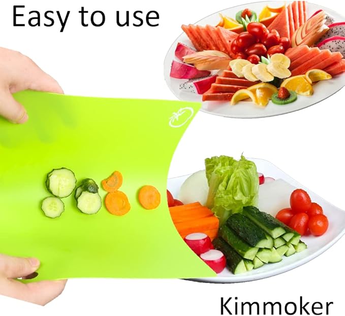 Flexible Cutting Boards Set, Cutting Board Mats for Cooking, Colored Cutting Board Set with Easy-Grip Handles, Flexible Plastic Cutting Sheet Set of 4 (1)