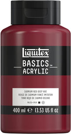 Liquitex BASICS Acrylic Paint, 400ml (13.5-oz) Bottle, Cadmium Red Deep Hue
