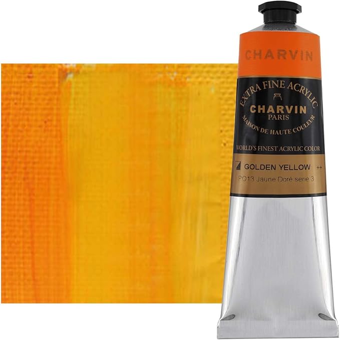 Charvin Extra Fine Professional Artist Acrylic Paint Colors, Nature Themed Hues, 150ml Golden Yellow