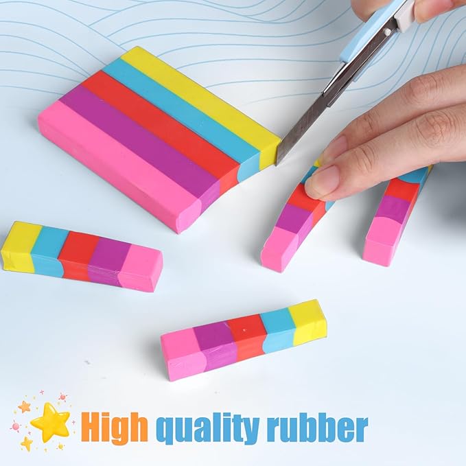 AmoreAngel Crafts 1Big Block Rainbow Pencil Erasers, Large Erasers, Dividable into Small Pieces for Detailing, Sketching, and Office Use