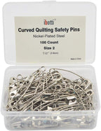 Curved Safety Pins for Quilting, Basting Pins, Size 2, 100-count