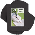 Mat Board Center, Pack of 50, 8x10 for 5x7 Black Mats - Acid Free, 4-ply Thickness, White Core - for Pictures, Photos, Framing