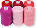 BlesSew Sewing Thread in Red Color Tones – 6 Spools of Polyester Thread for Sewing Machine for Beginners, Hand Stitching & Quilting - 1000 yds per Spool