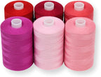 BlesSew Sewing Thread in Red Color Tones – 6 Spools of Polyester Thread for Sewing Machine for Beginners, Hand Stitching & Quilting - 1000 yds per Spool
