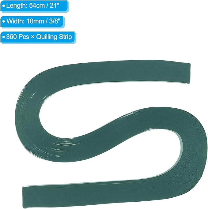PATIKIL 360pcs Quilling Paper Strips Paper Flowers Quilling Kits 3/8"(10mm) Origami Paper for Adults Beginner Art Craft, 21"(54cm) Dark Blackish Green