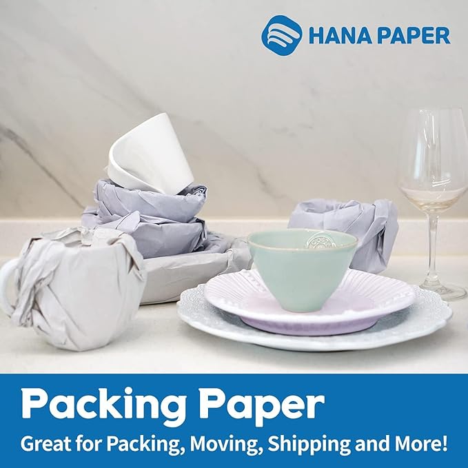 HANA PAPER 30.5" x 17" Large Size (150 sheets, 5.5lb) Packing Paper Sheets for Moving, A grade of Newsprint paper for wrapping, storage, shipping. Box packaged. Ideal for wrap dish, glassware.