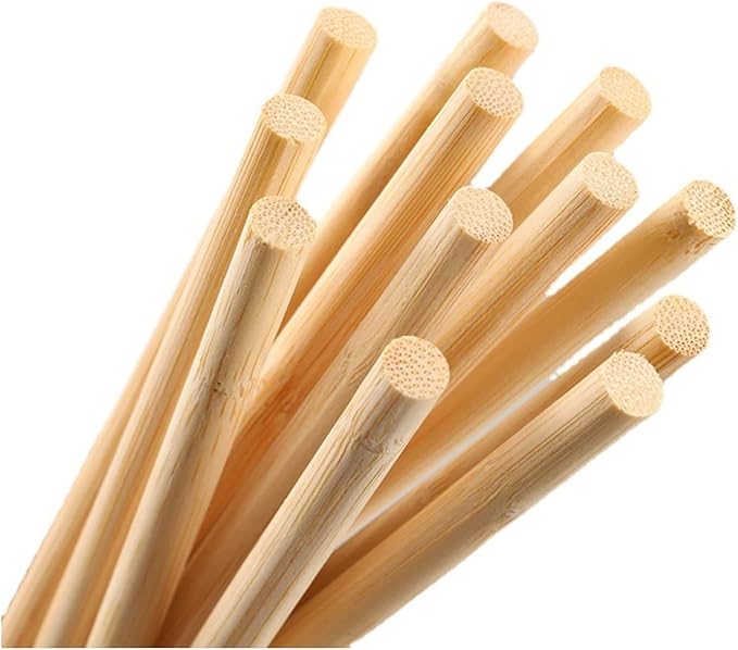 HOPELF 50PCS Bamboo Sticks - 1/2 x 12 Inch, Wooden Dowel Rod Assortment for Crafts, DIYers