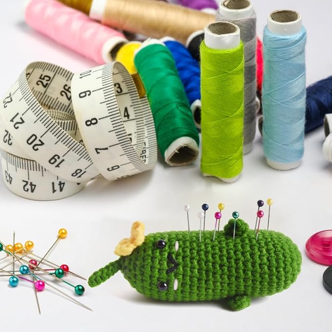 Cucumber Pin Cushion, Handmade Knitted Pincushions, Cute Pin Cushions Needle Holders for Sewing Quilting Accessory, DIY Crafts or Patchwork Decor.01