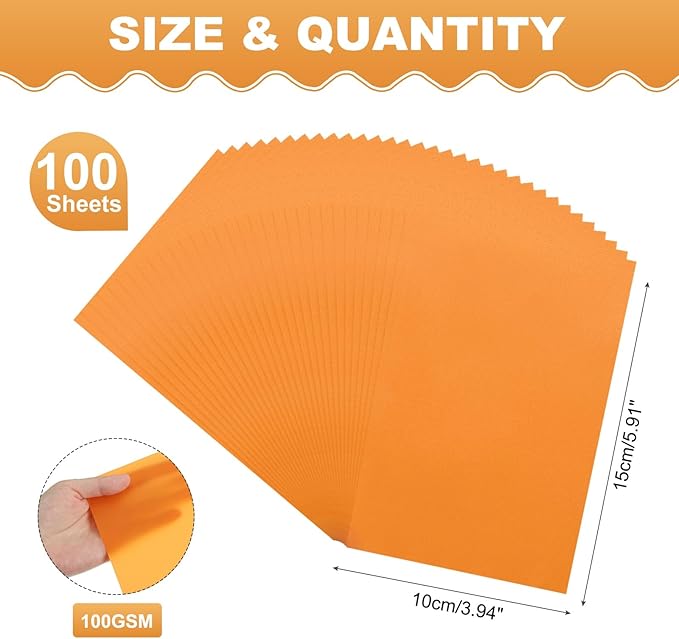 MECCANIXITY 100 Sheet Colored Vellum Paper 4" x 6", 100gsm Translucent Printable Vellum Sheets for Printing Wedding Invitations Inkjet Laser Printer, Orange