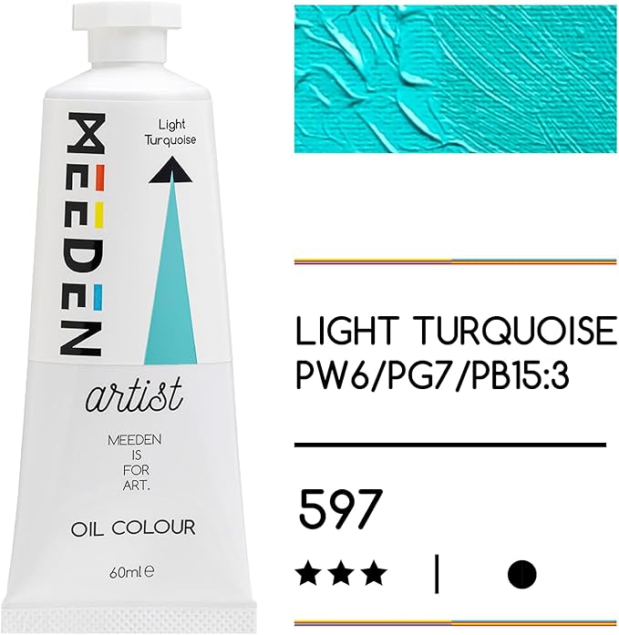 MEEDEN Artist Grade Oil Paint: Light Turquoise - 60ml/2oz Tube - Professional Art Paints for Canvas Painting