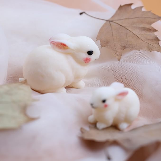 2 Pack Hairy Rabbit Silicone Mold for Candle, Resin, Soap - 3D Animal Decorative Mold for Candle Making