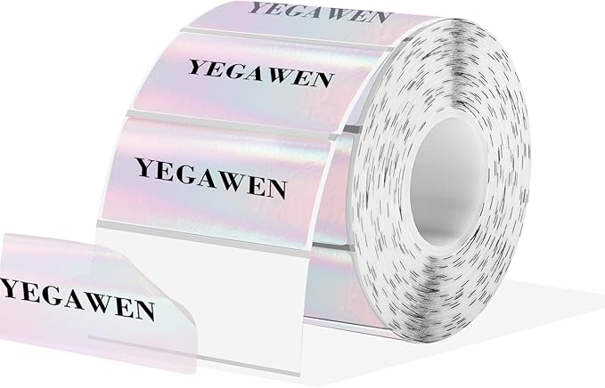 Transparent Clear Thermal Label Stickers, 2 x 1 Inch Printable Transparent Stickers, Holographic Pink Direct Clear Thermal Labels, Perforation Line Design- 200 Sheets