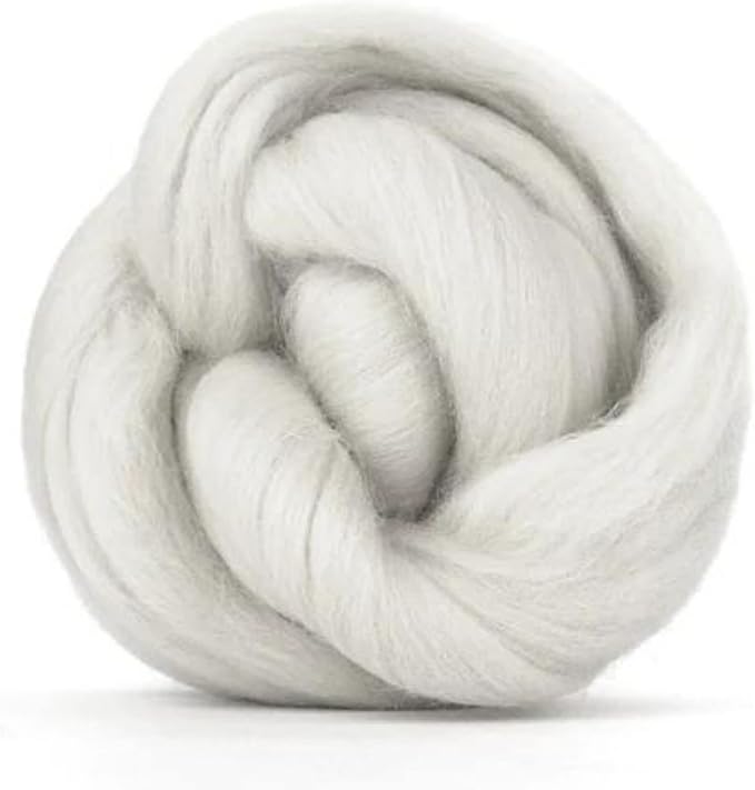 Revolution Fibers Merino Wool Combed Top | 1 lb Premium Wool Roving | 22 Micron, Best Merino Wool for Spinning, Tapestry, Needle Felting, Big Yarn Roving and Wall Hangings (Lightning White)
