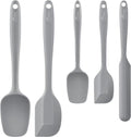 HOTEC 600℉ Heat Resistant BPA-Free Silicone Rubber Spatula Set,Kitchen Cooking Spatulas, Baking, Mixing for Non Stick Cookware, Dishwasher Safe, Set of 5 Grey