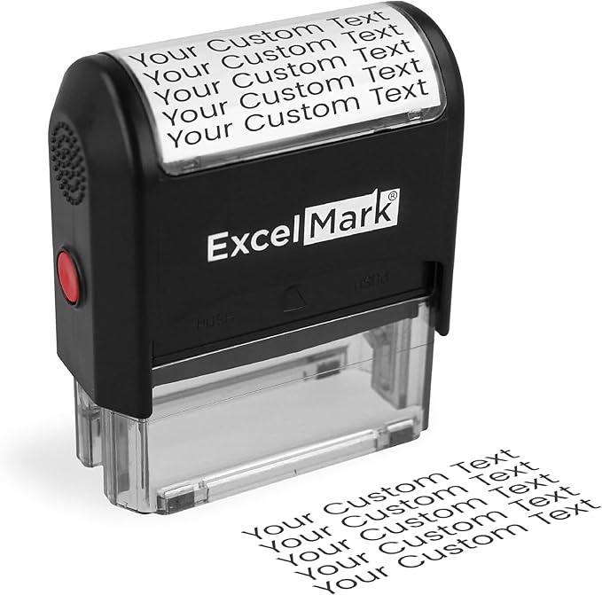 ExcelMark Custom Stamp – Clear & Crisp Impressions – Personalized Self-Inking Rubber Stamp – Use for Address Stamp and More (Large)
