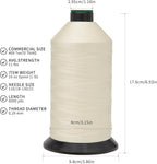 Extra Strong Bonded Nylon Thread #69 Tex70 – 16 OZ, 6000yds, Versatile Stitching Solution for Leather, Upholstery, Canvas Repair and More (Ivory)