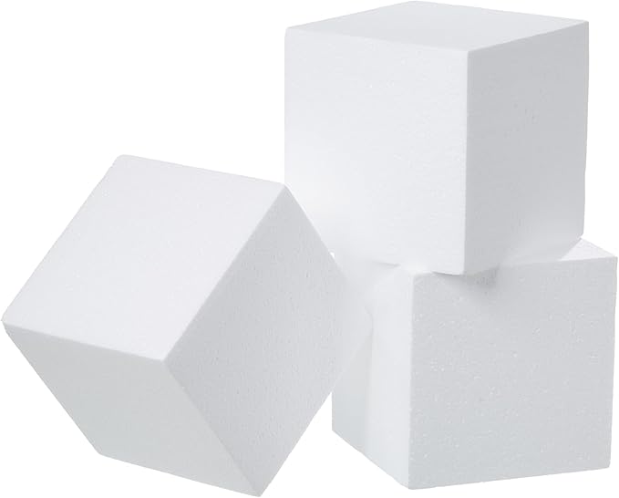Crafare 3 Pack Craft Foam Blocks 5x5x5 Inch Polystyrene Square Foam Cubes for Arts School Projects Sculptures Floral Arrangements Modeling and Centerpieces