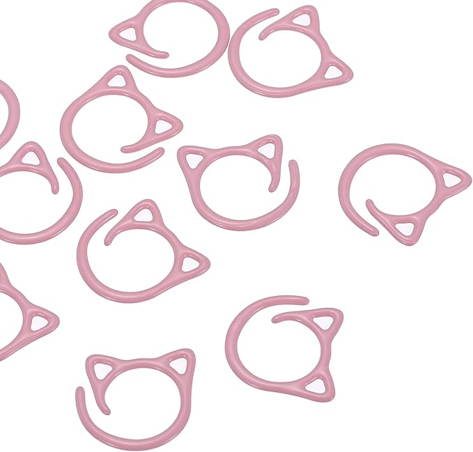 PATIKIL Cat Crochet Stitch Markers, 12 Pack Stitch Marker for Knitting Crocheting Supplies Cute Metal Spiral Knit Clip Ring Counters for Crochet Yarn DIY Crafts, Dusty Pink