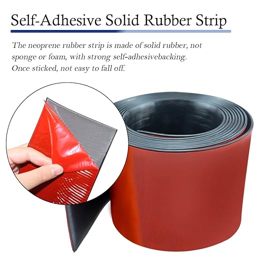 Neoprene Rubber Strips Self Adhesive Solid Rubber Sheets, Rolls & Strips for DIY Gaskets Crafts Pads Seals Warehouse Flooring Neoprene Sheet with Adhesive Backing (6" Wide x 1/16" Thick x 40' Long)