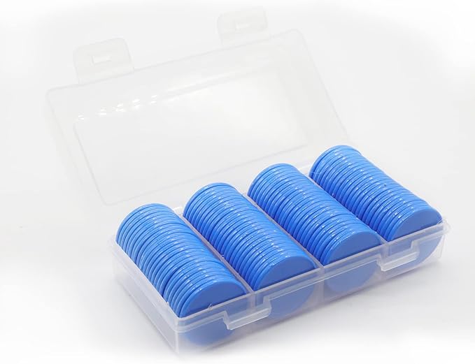 Set of 100 Opaque Plastic Learning Counters Mini Poker Chips Game Tokens with Storage Box (RoyalBlue, 1 Inch)