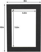 6x8 Mat for 8x10 Frame - Precut Mat Board Acid-Free Textured Black 6x8 Photo Matte For a 8x10 Picture Frame, Premium Matboard for Family Photos, Show Kits, Art, Picture Framing, Pack of 10 Mats