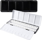 LOONENG Metal Watercolor Tin with Fold-Out Palette, Medium Tray Palette with 26 Empty Half Pans for Plein Air, Acrylic and Oil Painting