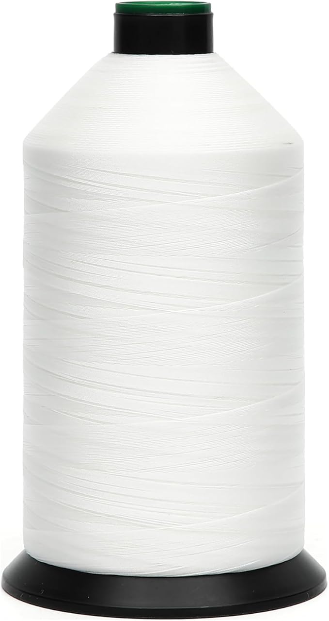 Extra Strong Bonded Nylon Thread #69 Tex70 – 16 OZ, 6000yds, Versatile Stitching Solution for Leather, Upholstery, Canvas Repair and More (White)