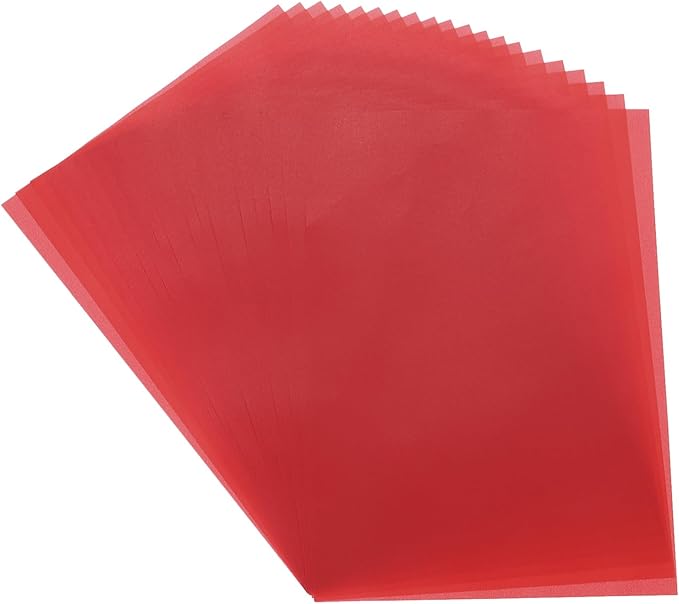 MECCANIXITY Colored Vellum Paper, 40 Sheet Deep Red Transparency 11.7 x 8.2 Printable Vellum Paper, Translucent Vellum Sheets for Printing Wedding Invitations, Ink Jet Laser Printer