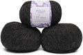 Pullu - Baby Alpaca Merino Wool Yarn Set of 3 Skeins (150 Grams) Worsted Weight - Sourced Directly from Peru - Heavenly Soft and Perfect for Knitting and Crocheting (Charcoal Gray)