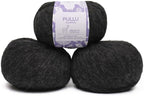 Pullu - Baby Alpaca Merino Wool Yarn Set of 3 Skeins (150 Grams) Worsted Weight - Sourced Directly from Peru - Heavenly Soft and Perfect for Knitting and Crocheting (Charcoal Gray)