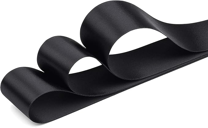 Humphrey's Craft 1-1/2 Inch Black Double Faced Satin Ribbon - 25 Yards Variety of Color for Crafts Gift Wrapping DIY Bows Bouquet Decoration Sewing Christmas Tree Wedding and Invitation Card.