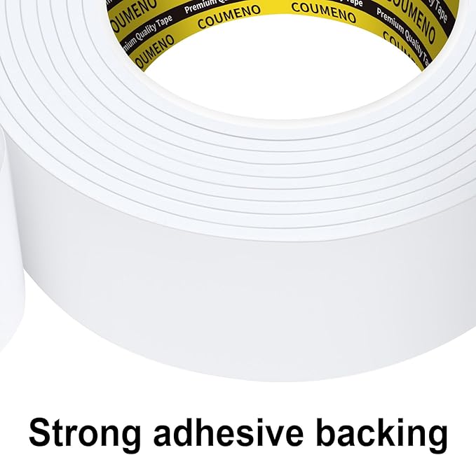 2 Pack EVA Single-Sided Adhesive Foam Tape 1.2inx16.4FT Single-Sided Sealing Strip Foam Pad Sponge Tape Window Weatherproof, Self-Adhesive Insulation Sealing Tape White
