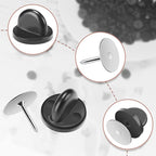 JANYUN 80 Pairs Rubber Blank Pin Backs Butterfly Clutch Backings Holder Tie Tacks Keepers Replacement with 9mm Length 10mm Width Lapel Enamel Pins for Craft Making