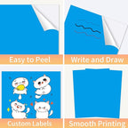 Printable Sticker Paper, 20 Sheets Blue Printable Sticker Paper, Laser/Inkjet Printing- Matte Blue, Letter Size (8.5" x 11")