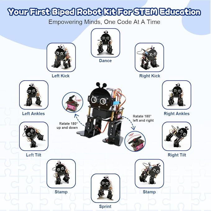 ACEBOTT Robotics for Kids Ages 12-16，Bionic Biped Robot Kit for Arduino ESP32, STEM Science Kits, Cool Engineering Building Toys, Science Coding Kit for 12+ Boys Girls Teens and Adults Unique Gifts