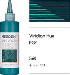 MEEDEN Viridian Hue Acrylic Paint: Matte Finish 250ml/8.45oz Soft Body Bulk Acrylic Colors in Ergonomic Bottle - Fluid Flow Art Paints for Artists Canvas Painting